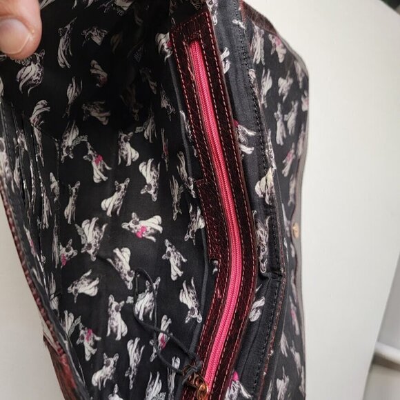 Ted Baker Oxblood Leopard Print Clutch - See Photos, Some Fading But Still Great - Picture 6 of 12